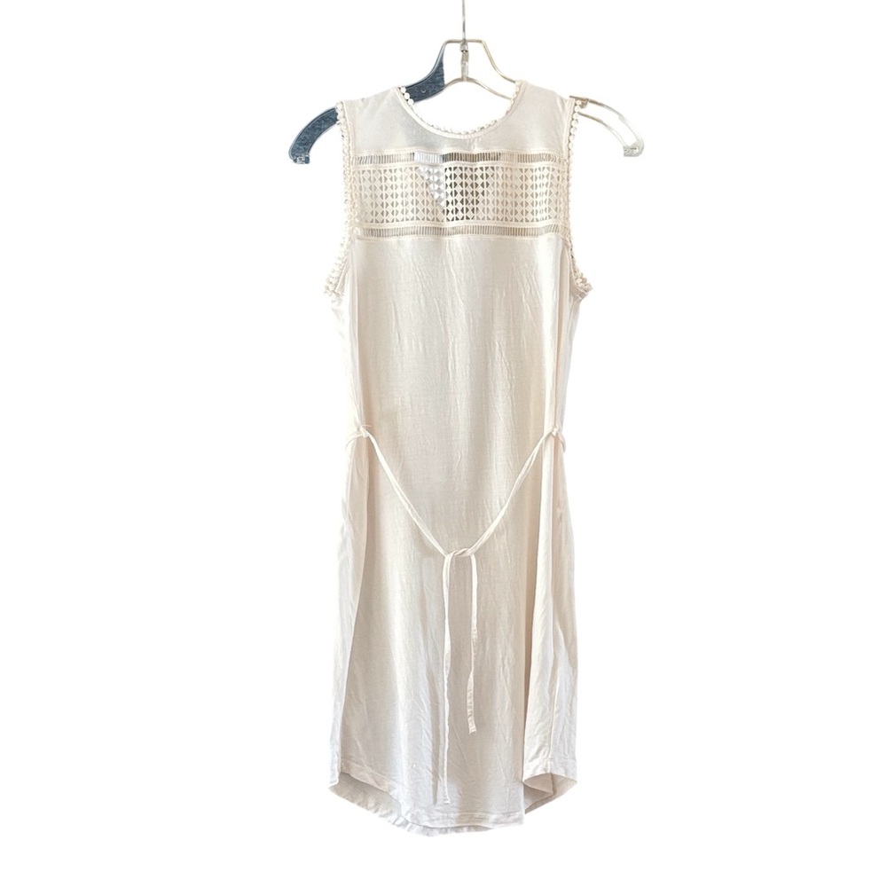White Crochet Yoke Sleeveless Midi Dress - Picture 5 of 9